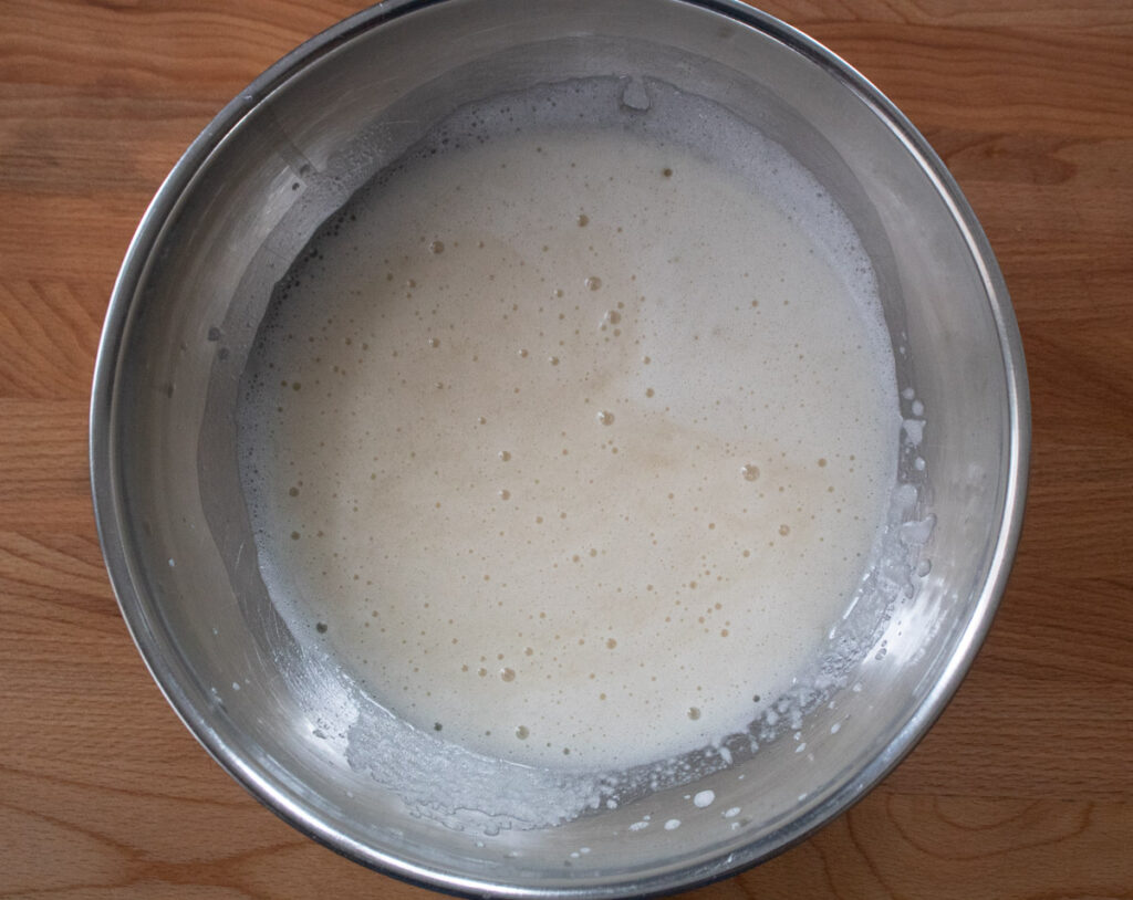 foamy aquafaba with other liquid ingredients