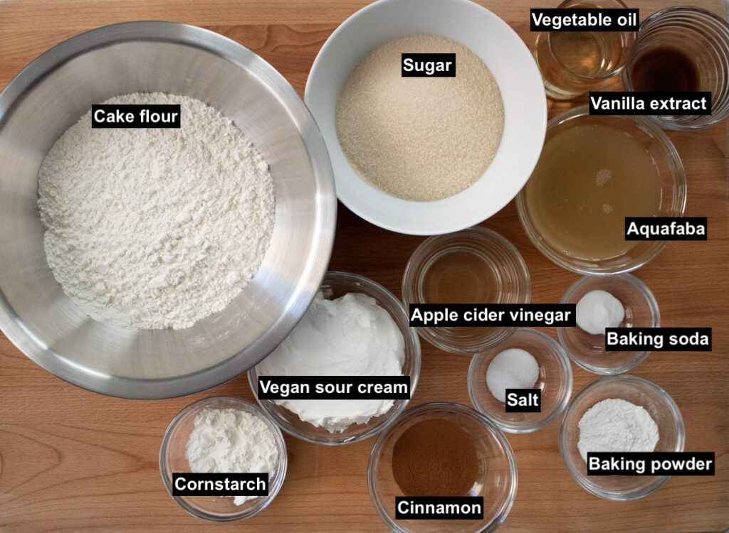 Sour cream coffee cake ingredients on board