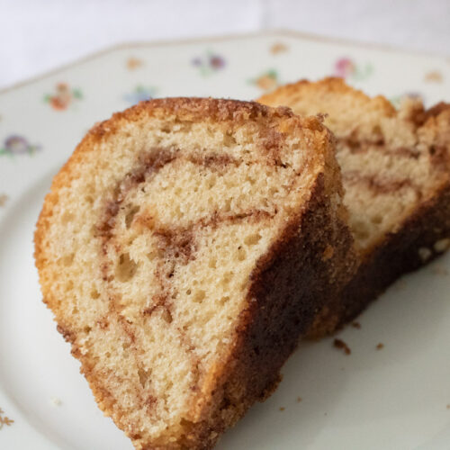 two slices of coffee cake on plate