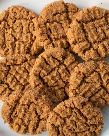 almond butter cookies on white plate