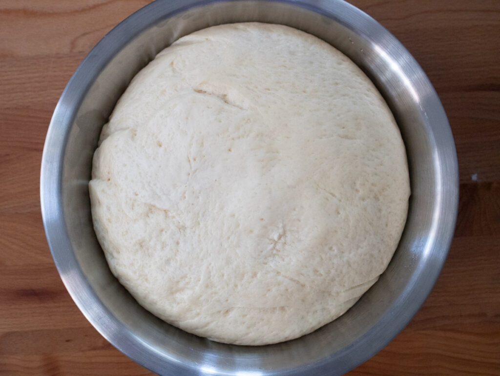 dough in bowl after first rise